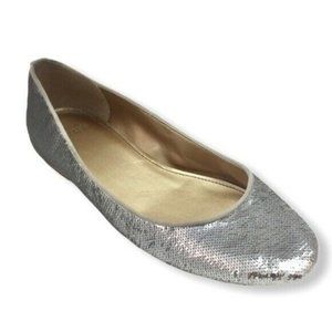 Badgley Mischka Belle Silver Sparkling Flats 8.5